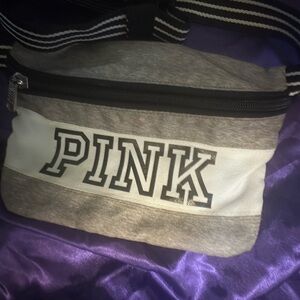 PINK Victoria's Secret Gray and White Waist Bag